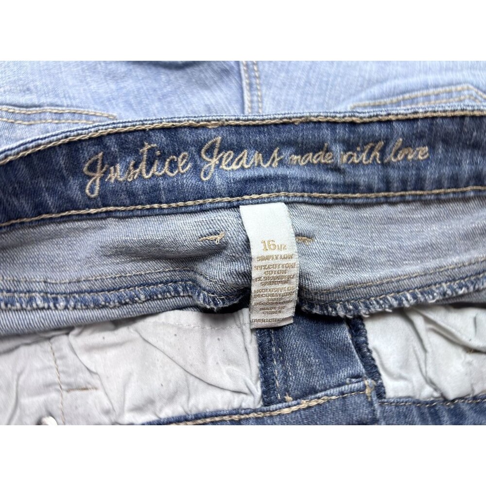 Justice Girls Denim Shorts Size 16.5 Blue Distressed Style - Picture 3 of 10